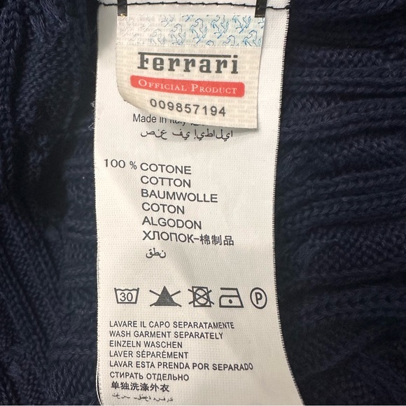 Ferrari Navy Blue Cable Knit V-Neck Pullover Sweater SZ XXL Luxury Preppy EUC - Picture 6 of 8